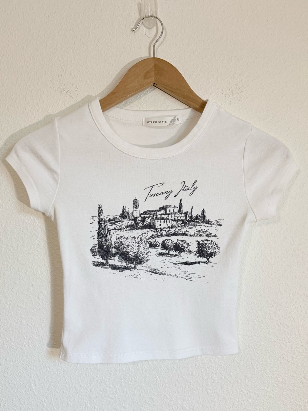 Altar’d State Graphic Cropped Baby Tee Y2K Style Euro Summer Casual